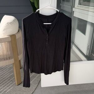 Lululemon Black Long Sleeve Henley Top